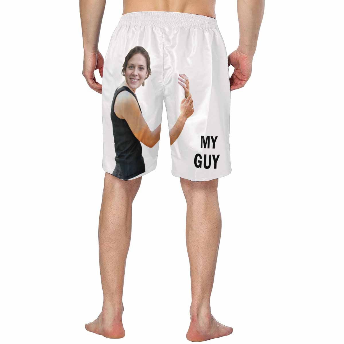 Custom Custom Face Hug My Guy Personalized Photo Men's Elastic Beach Shorts - YesCustom