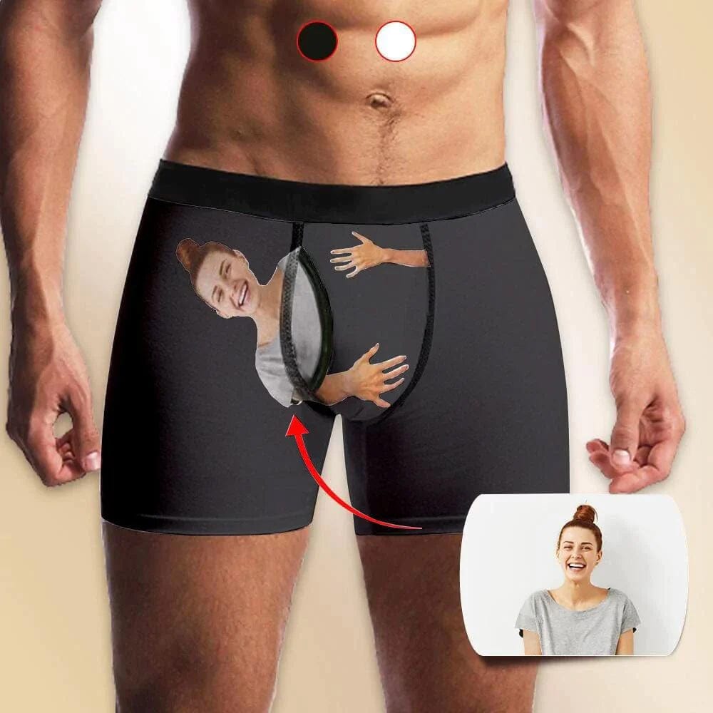 Custom Custom Face Hug My Love Men's Pocket Boxer Briefs Print Your Own Personalized Underwear For Valentine's Day Gift - YesCustom