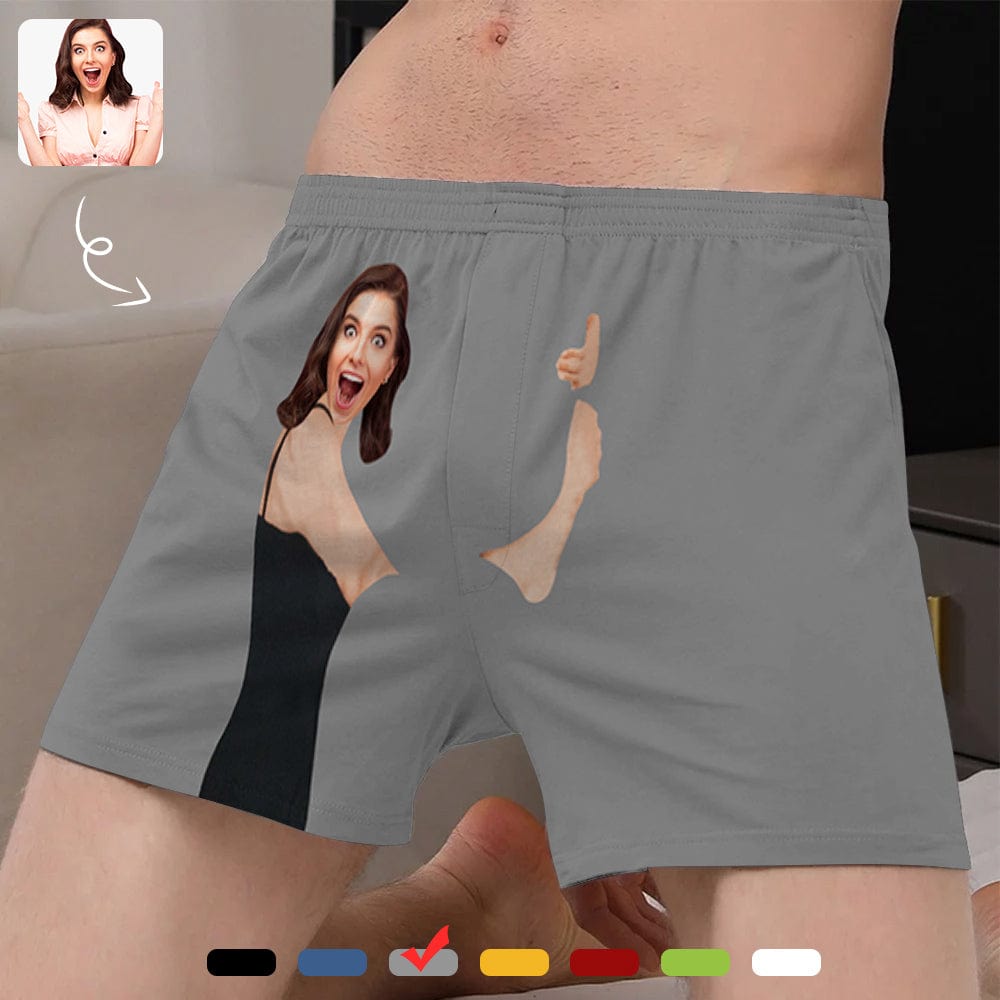 Custom Custom Face Hug My Treasure Multicolor Boxer Shorts Pure Cotton Shorts for Men - YesCustom