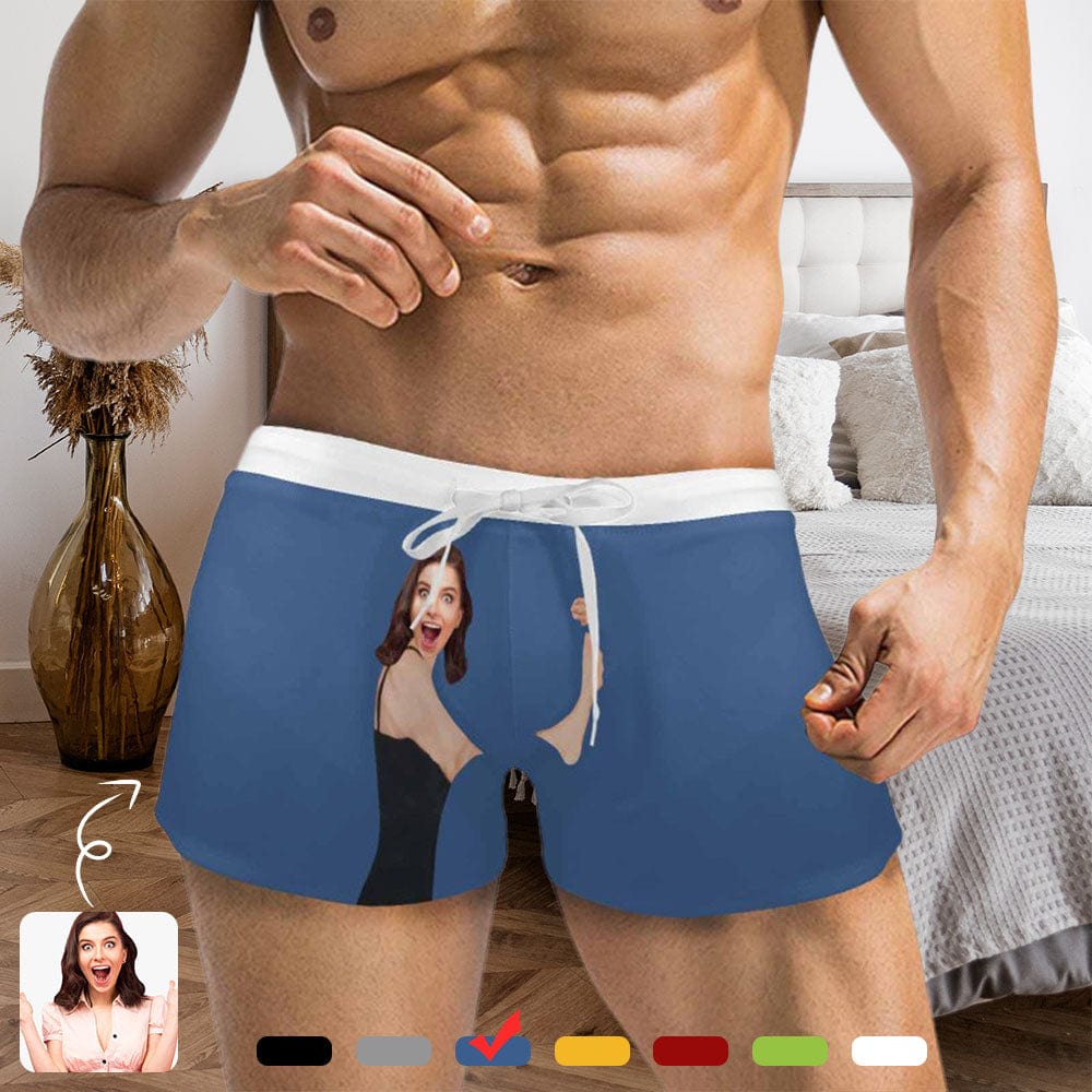 Custom Custom Face Hug My Treasure Multicolor Men's Short-leg Sport Shorts with Zipper Pockets Bodybuilding Short - YesCustom