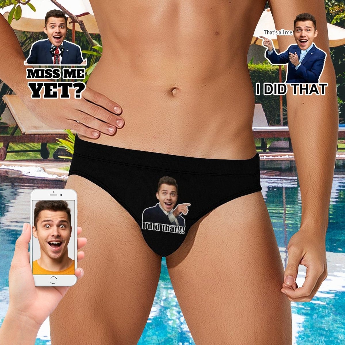 Custom Custom Face I Did That Funny Men's Swim Shorts Personalized Triangle Swim Briefs for Swimming Water Sports - YesCustom