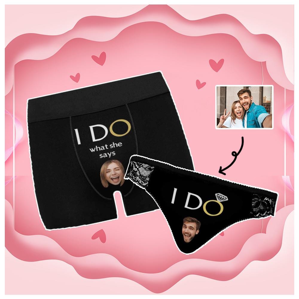 Custom Custom Face I Do Couple Underwear Put Your Face on Lingerie with Custom Image For Couple Valentine's Day Gift - YesCustom