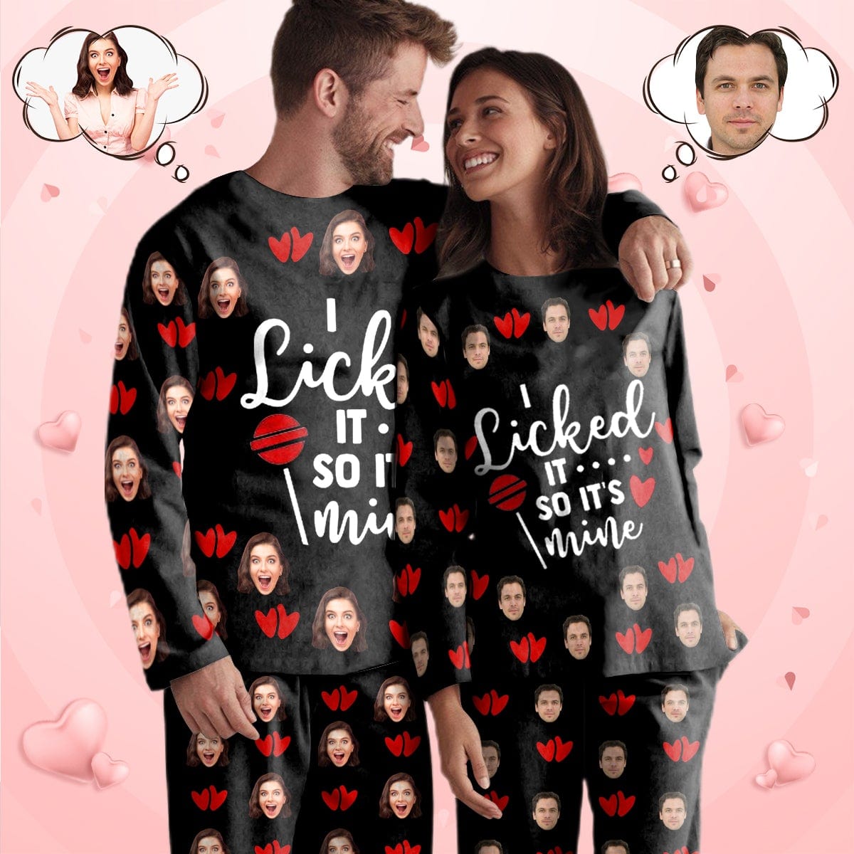 Custom Custom Face I Licked Couple Matching Pajamas - YesCustom
