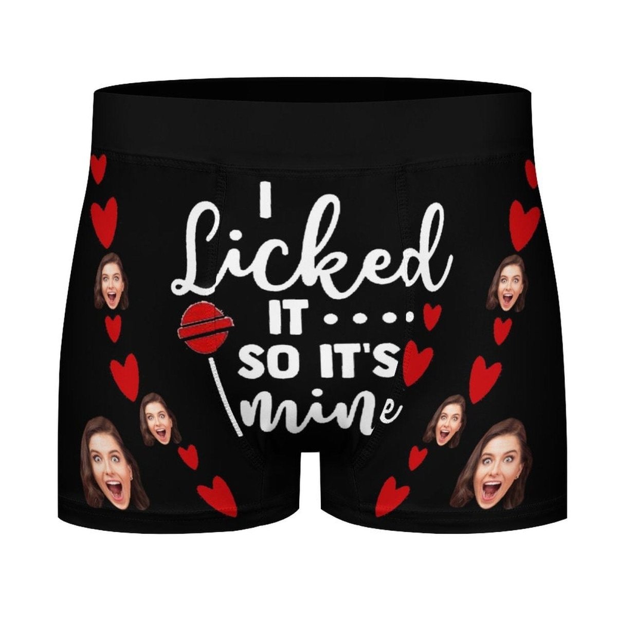 Custom Custom Face I Licked It Couple Underwear Personalized Women's Classic Thong&Men's Waistband Boxer Briefs For Couple Valentine's Day Gift - YesCustom