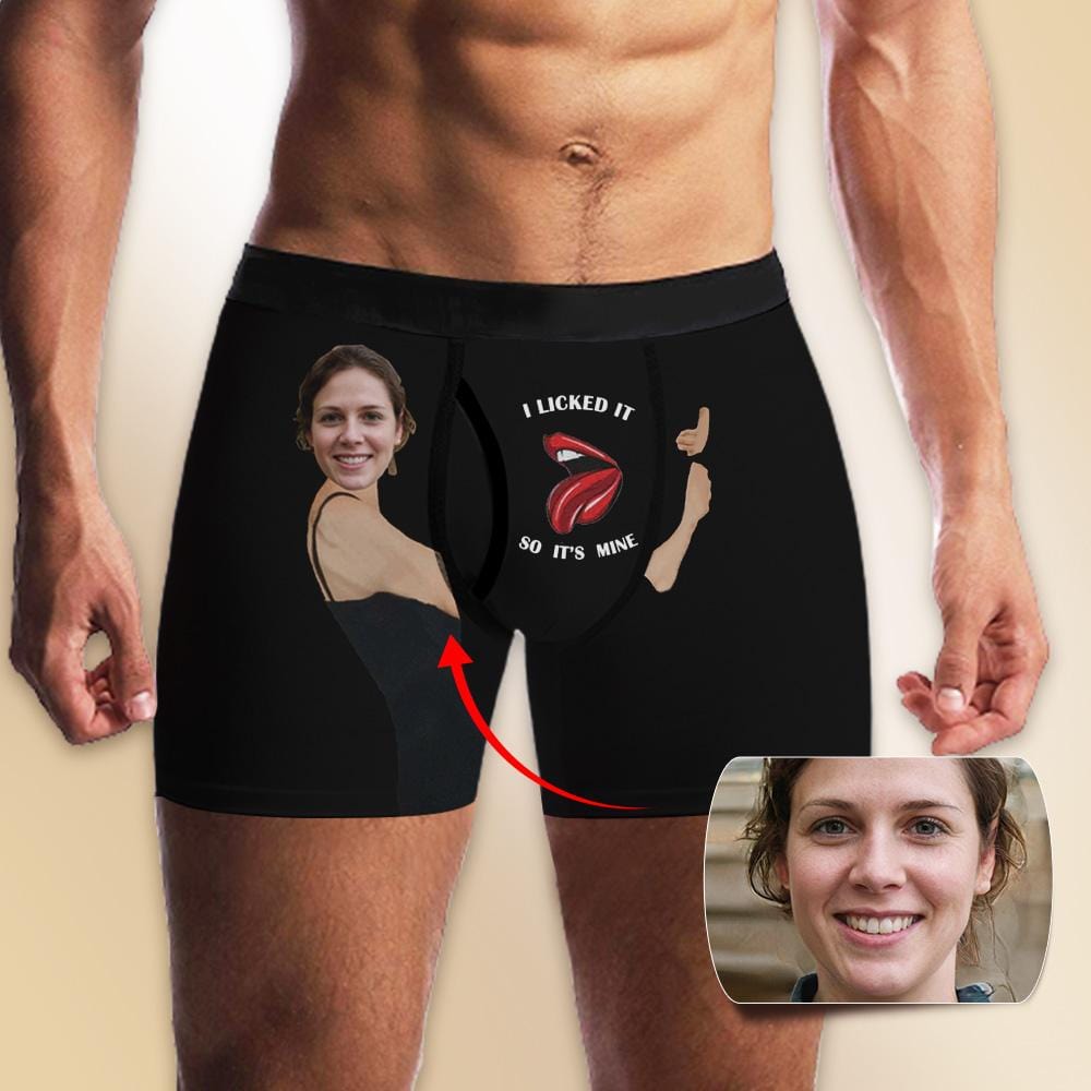 Custom Custom Face I Licked It Men's Pocket Boxer Briefs Put Your Face on Underwear with Custom Image - YesCustom