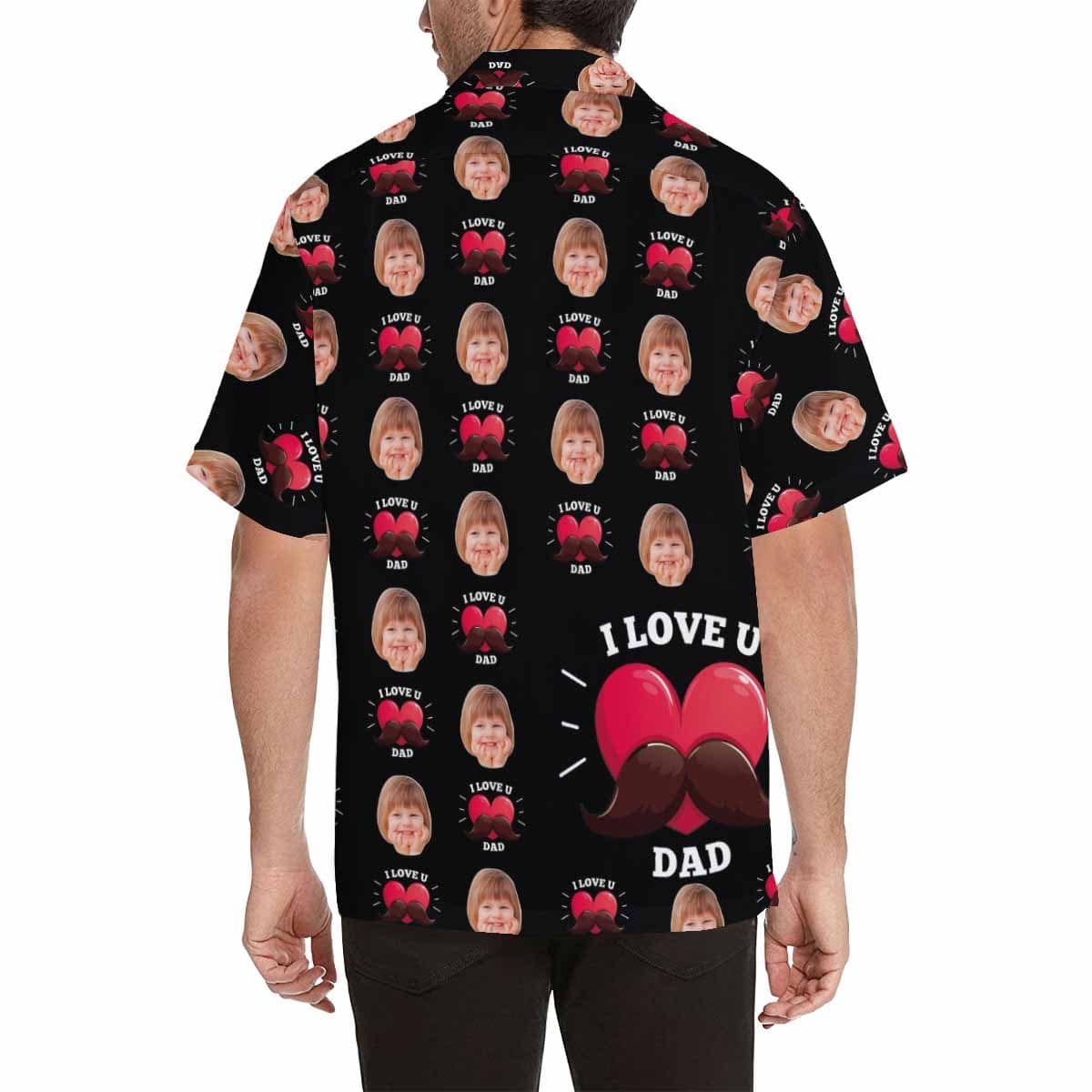 Custom Custom Face I Love You Dad Men's All Over Print Hawaiian Shirt - YesCustom