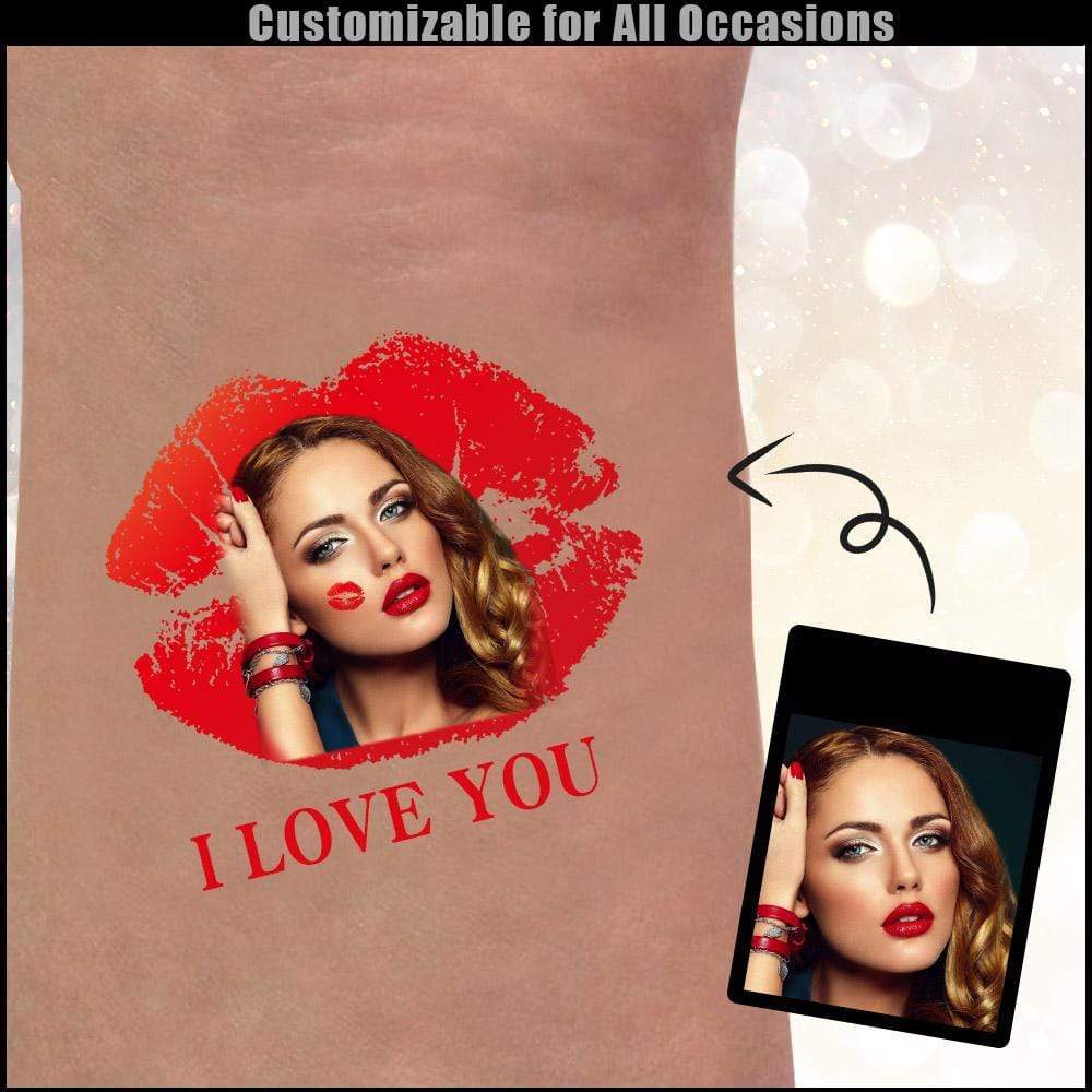 Custom Custom Face I Love You Temporary Tattoo - YesCustom
