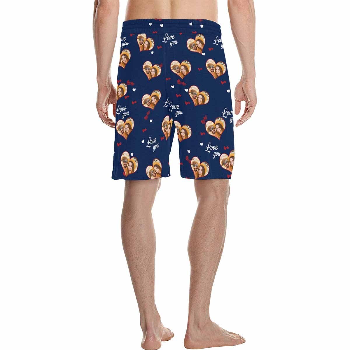 Custom Custom Face In Heart Personalized Photo Men's All Over Print Casual Shorts - YesCustom