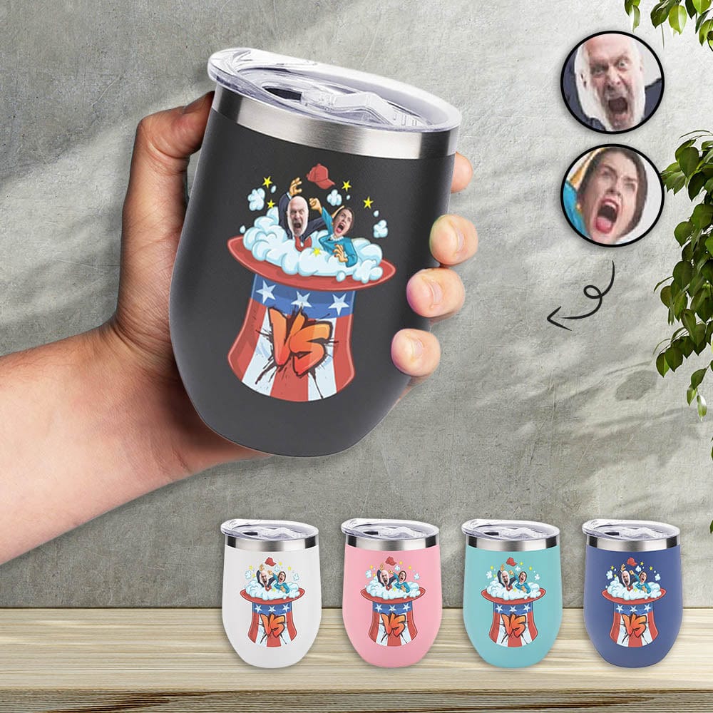 Custom Custom Face Insulated Stemless Wine Tumbler 12OZ Personalized Stainless Steel Tumbler Travel Coffee Mug Gifts Cup for Friends Family - YesCustom