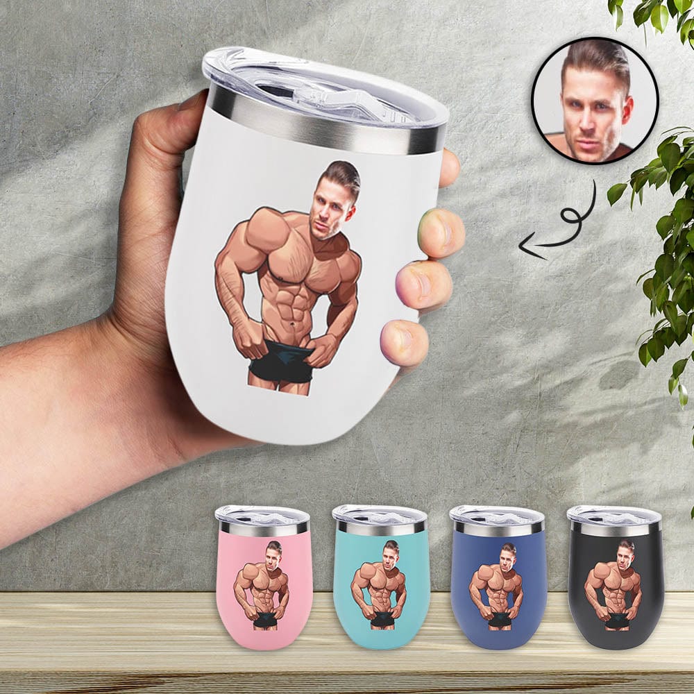 Custom Custom Face Insulated Wine Tumbler 12OZ Personalized Stainles Steel Tumbler Travel Coffee Mug Gifts for Friends Family - YesCustom