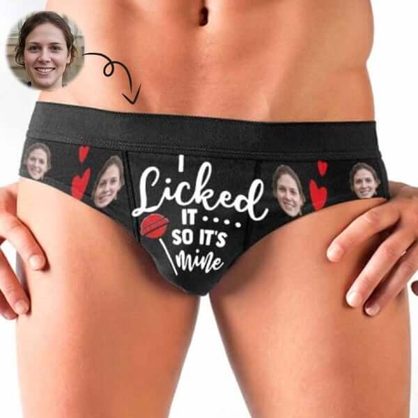 Custom Custom Face It's Mine Men's Mid Rise Briefs Put Your Face on Personalized Underwear Unique Valentine's Day Gift - YesCustom