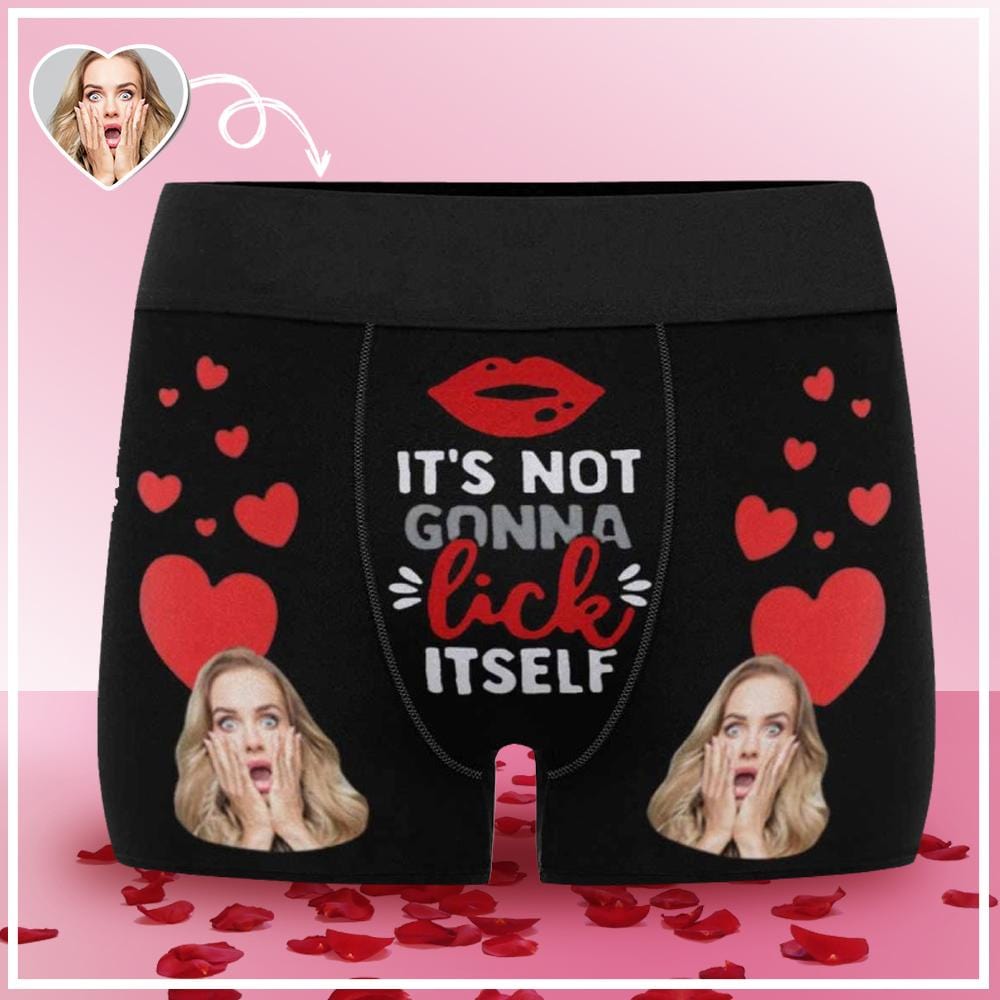 Custom Custom Face It's Not Gonna Lick Itself Men's Boxer Briefs Put Your Face on Underwear with Custom Image - YesCustom
