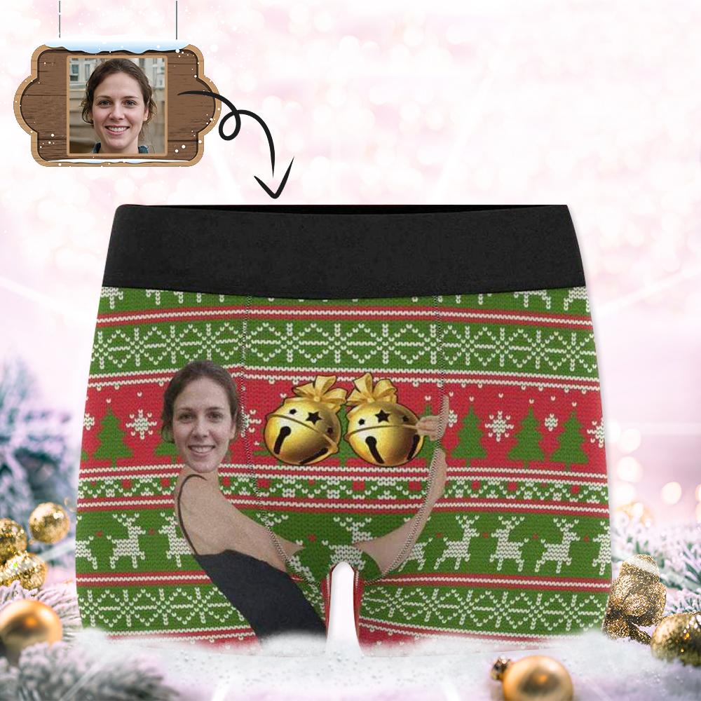 Custom Custom Face Jingle My Bells Men's Boxer Briefs Print Your Own Personalized Underwear for Him - YesCustom