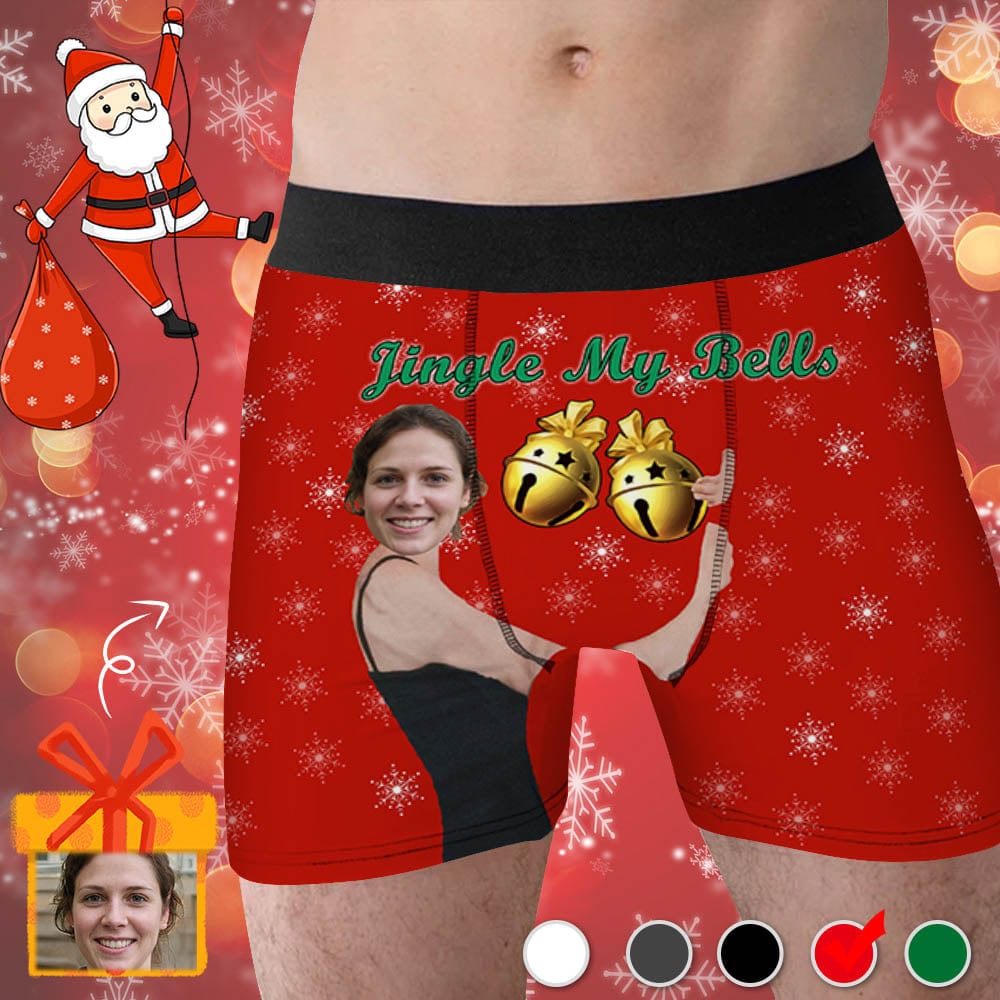 Custom Custom Face Jingle My Bells Men's Print Boxer Briefs Put Your Face on Underwar Christmas Gift For Boyfriend - YesCustom