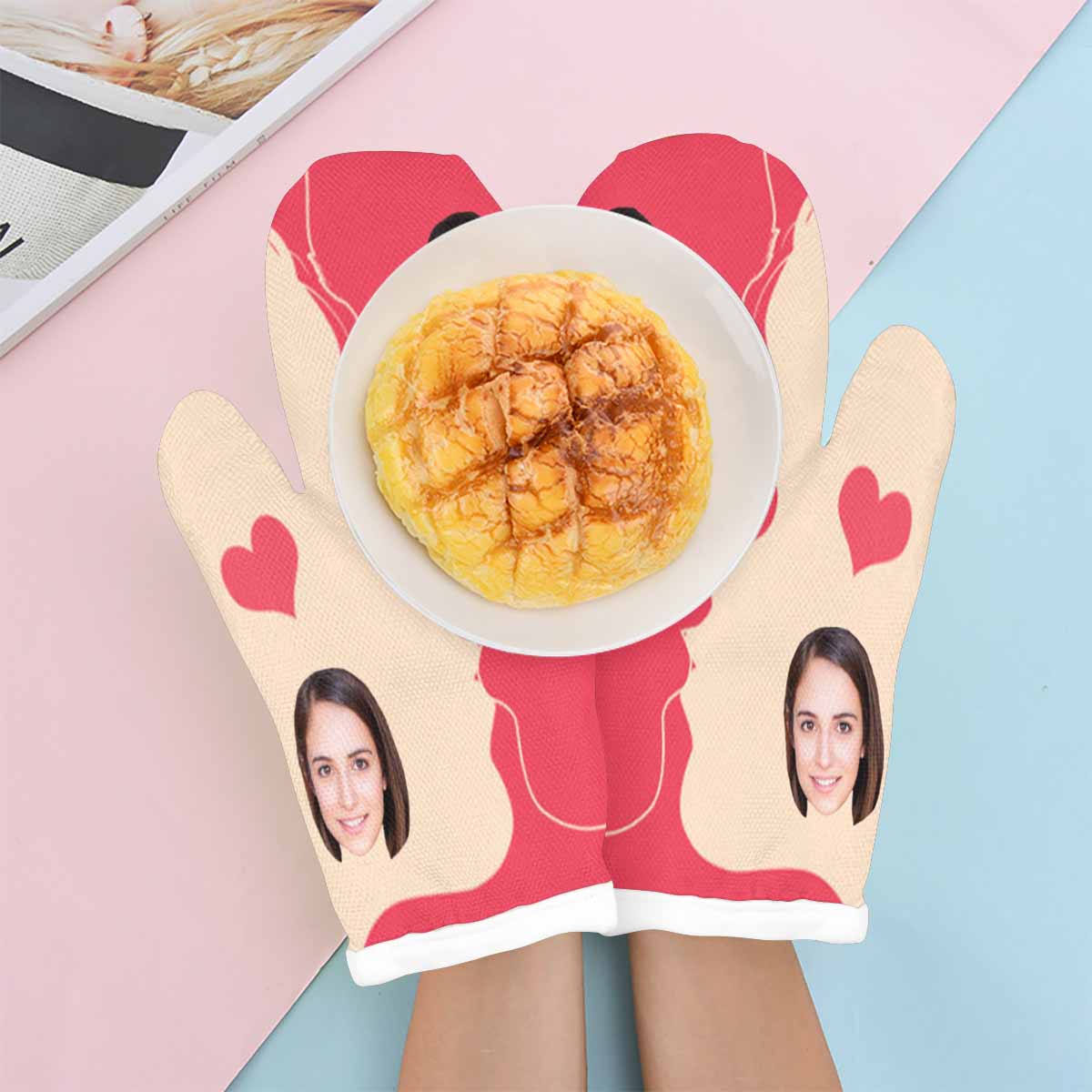 Custom Custom Face Kiss Heat Resistant Oven Mitt(A Pair) - YesCustom
