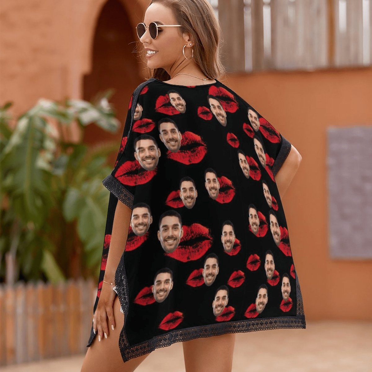 Custom Custom Face Kiss Women's Bikini Swimsuit Cover Up - YesCustom
