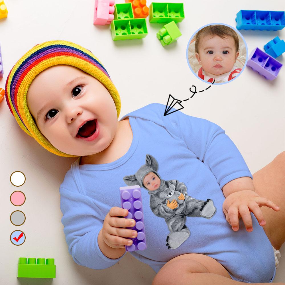 Custom Custom Face Koala Onesie Infant Bodysuit One Piece Jumpsuit Personalized Long Sleeve Rompers Baby Clothes - YesCustom