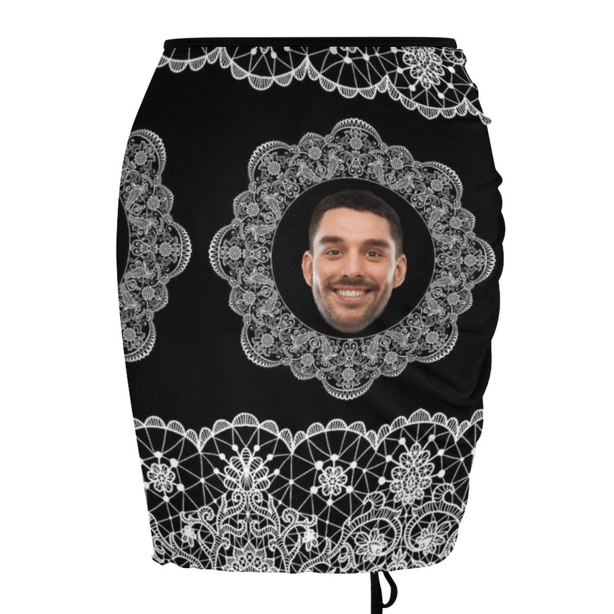 Custom Custom Face Lace Black Beach Skirt Women's Short Dress Swimsuit Bottom Personalized Women's Swim Dress Outfit Short Skirt - YesCustom