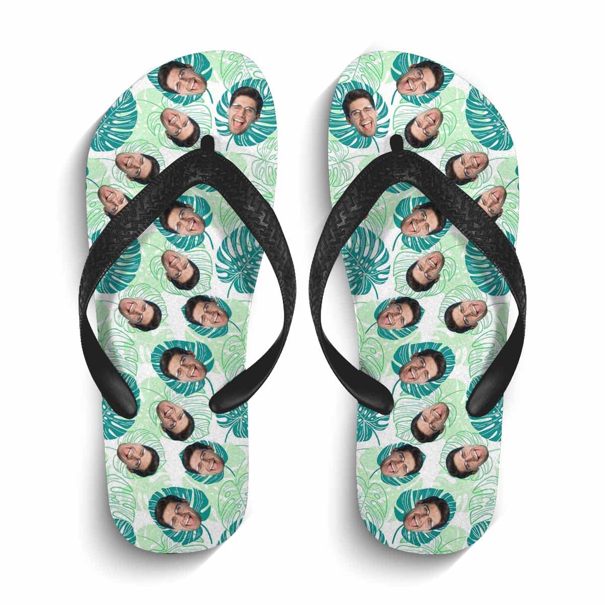 Custom Custom Face Leaves Flip Flops For Both Man And Woman Funny Gift For Vacation,Wedding Ideas For Guests - YesCustom
