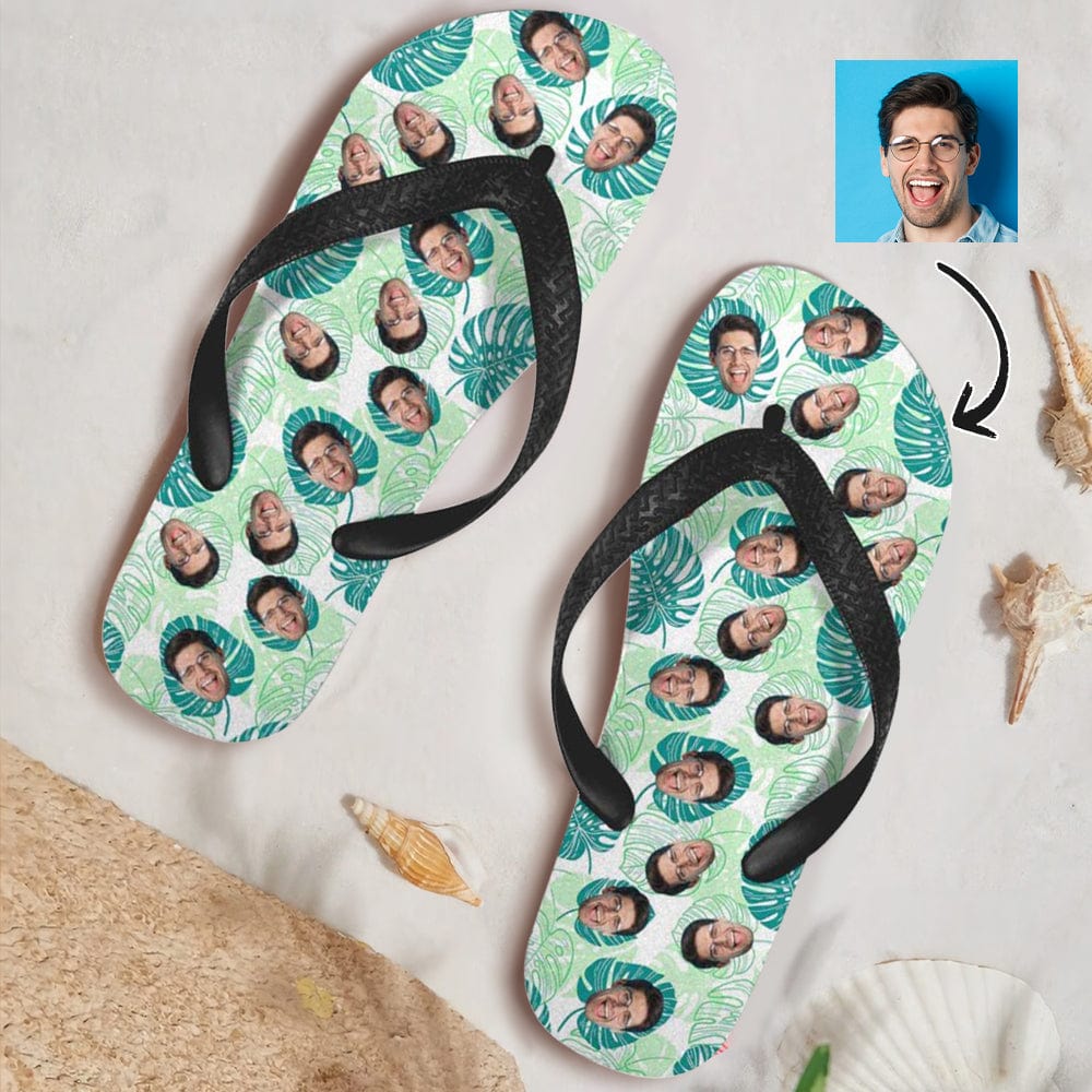 Custom Custom Face Leaves Flip Flops For Both Man And Woman Funny Gift For Vacation,Wedding Ideas For Guests - YesCustom