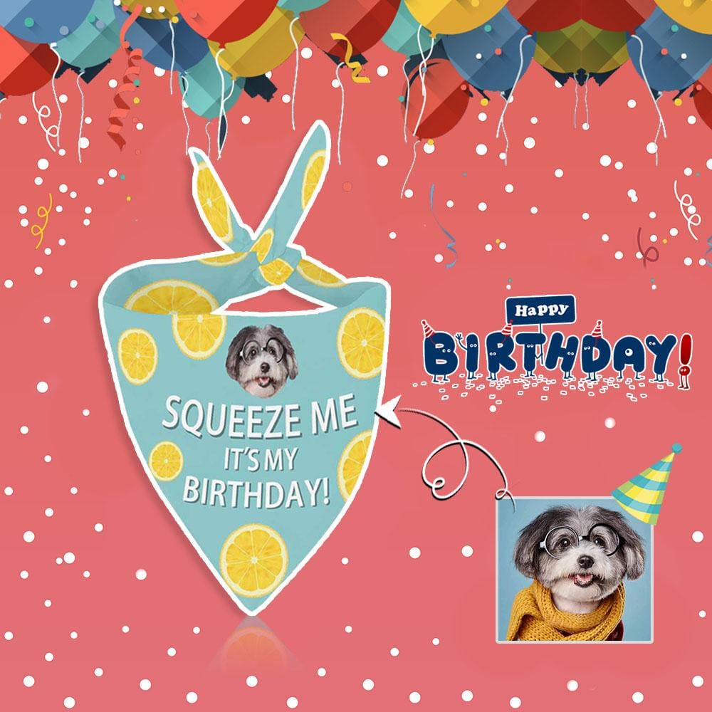 Custom Custom Face Lemon Birthday Pet Bandana - YesCustom