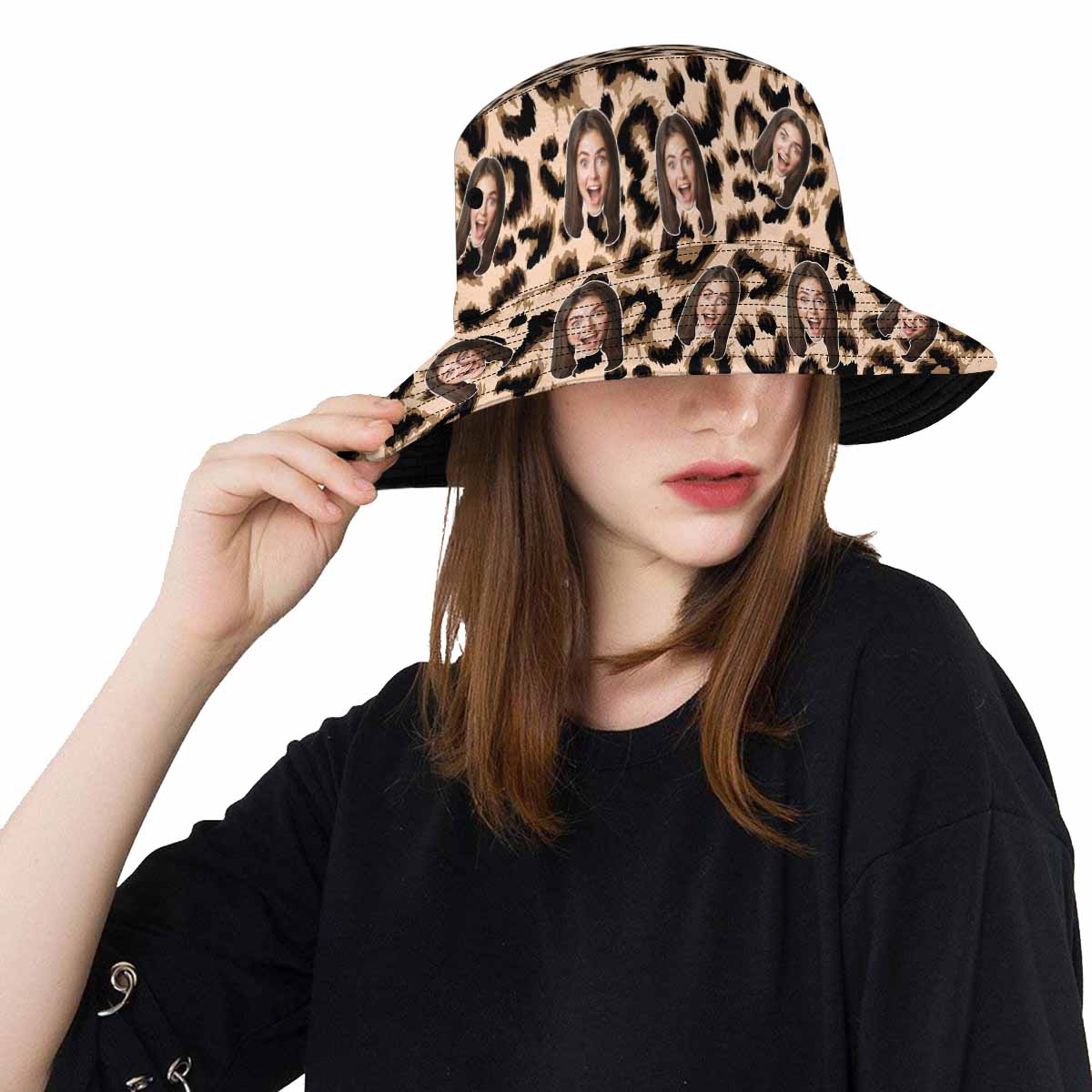 Custom Face Leopard Unisex Bucket Boonie Hat - YesCustom