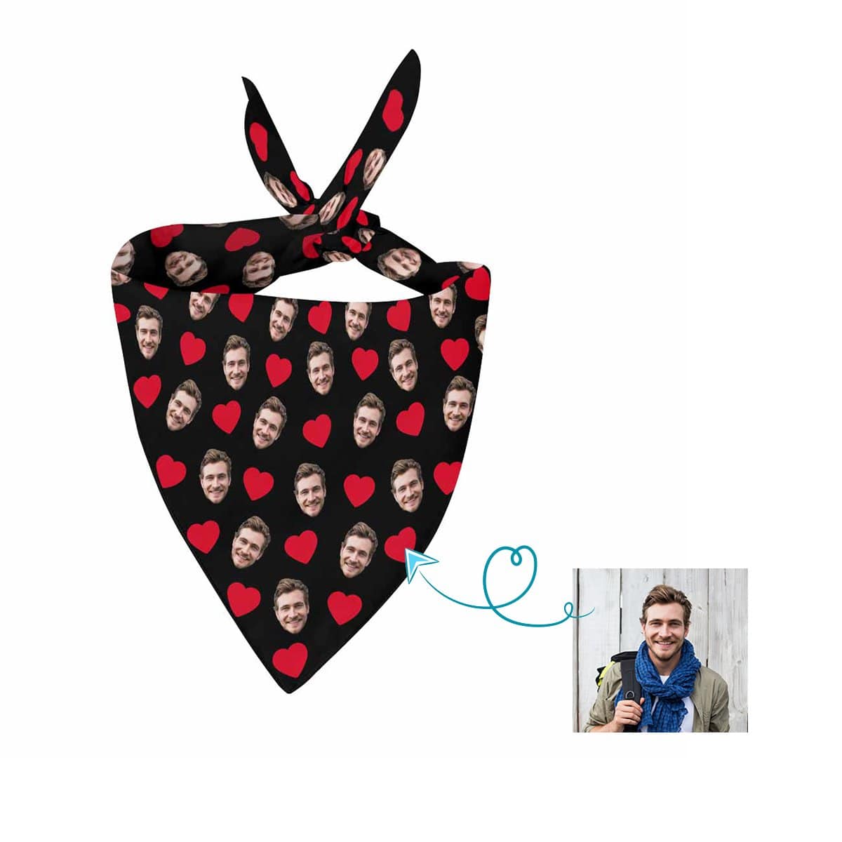 Custom Custom Face Love Heart Pet Bandana - YesCustom