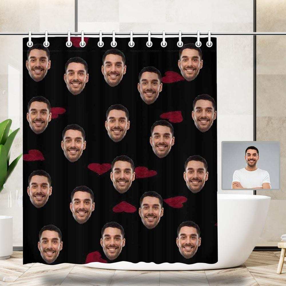 Custom Custom Face Love Heart Shower Curtain 66"x72" - YesCustom
