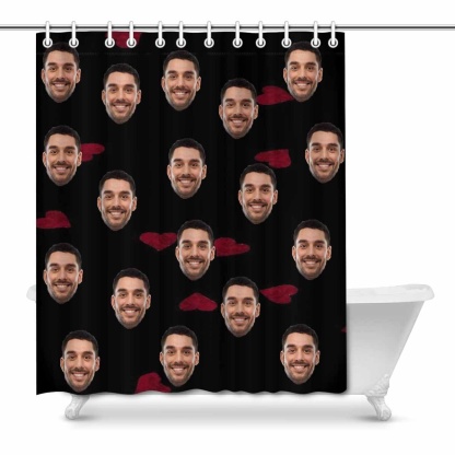 Custom Custom Face Love Heart Shower Curtain 66"x72" - YesCustom