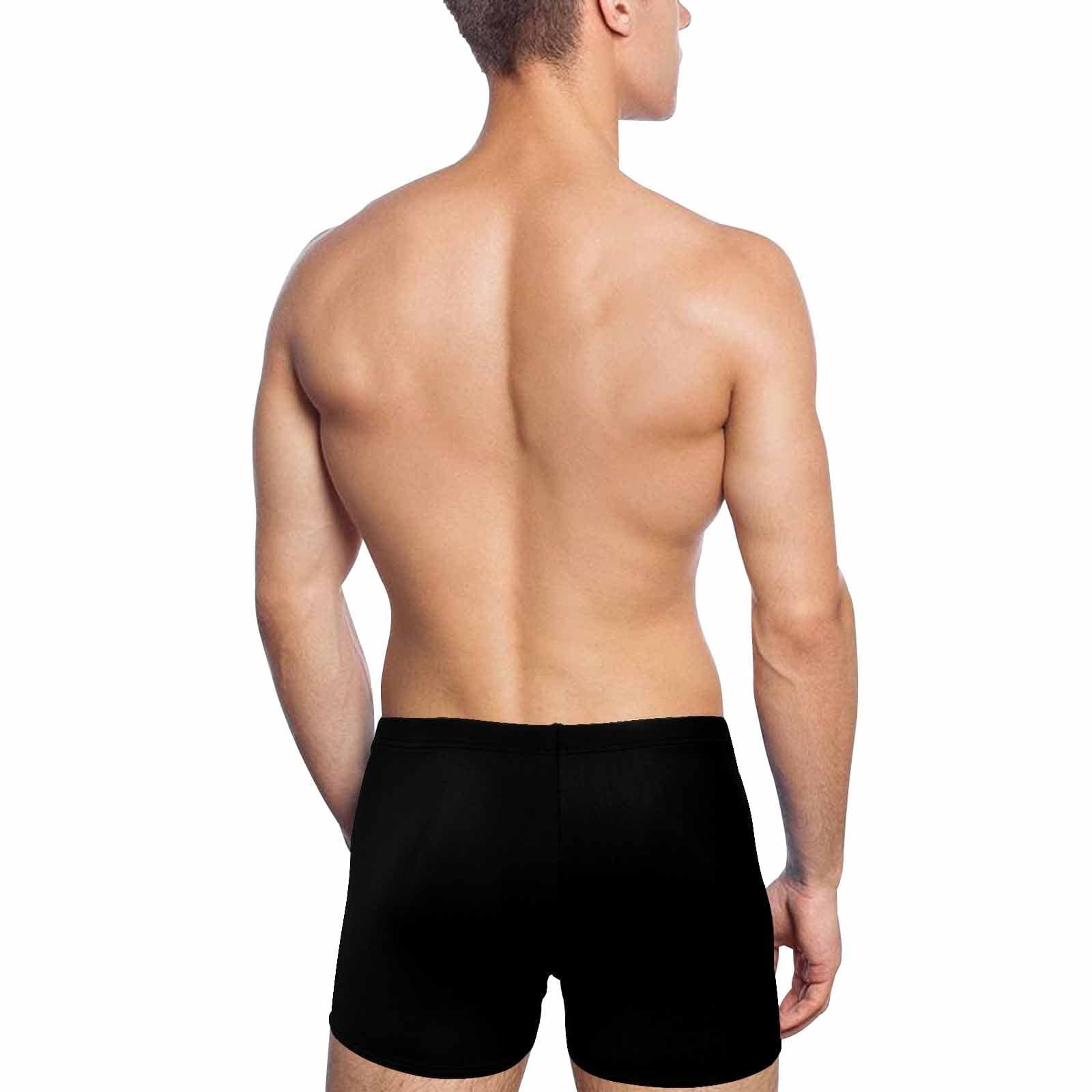 Custom Custom Face & Name Black Men's Athletic Swim Jammers Quick Dry Waterproof Compression Square Leg Swim Briefs Swimsuit - YesCustom