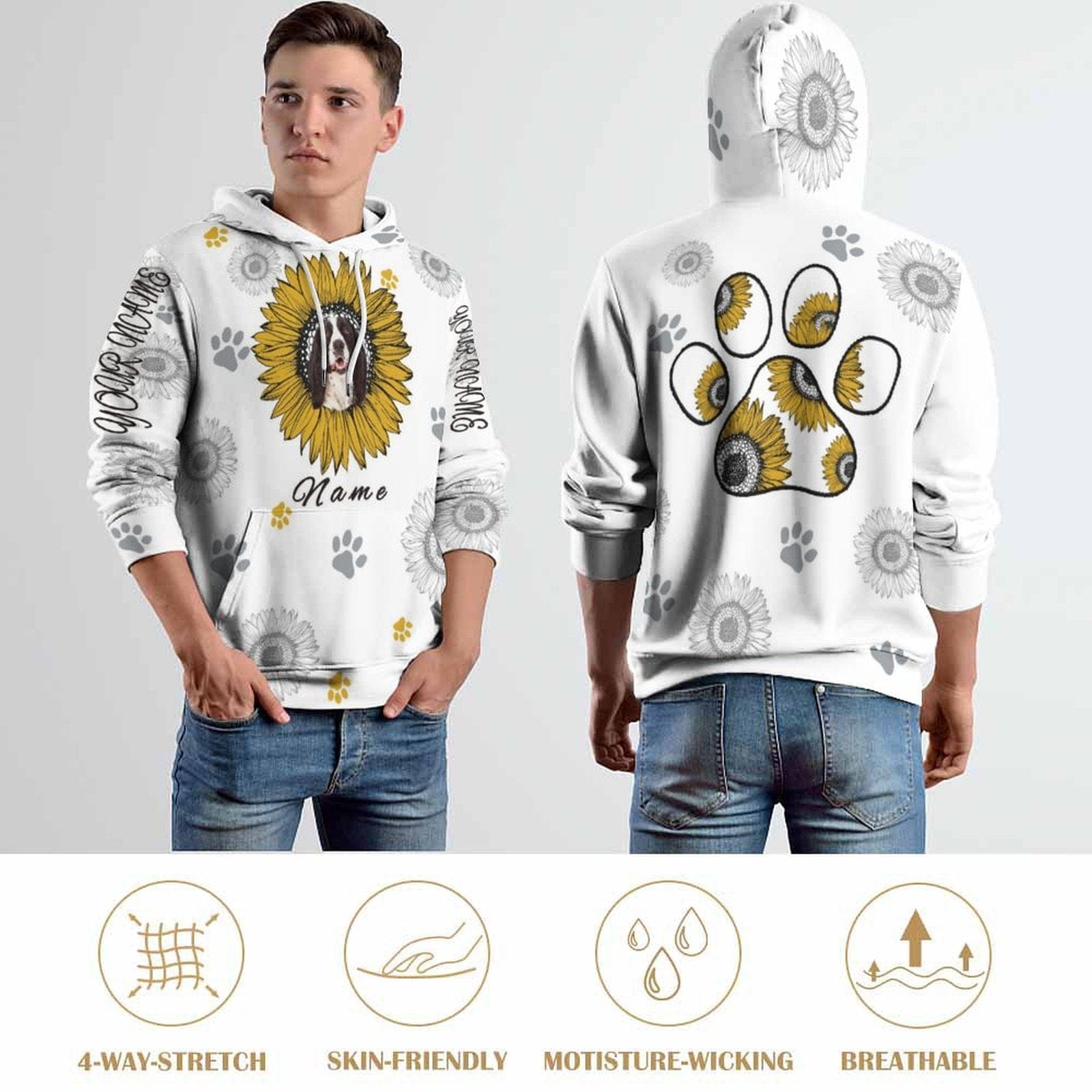 Custom Custom Face & Name Hoodie Personalized Pet Face Unisex Loose Over Size Cool Hoodie Designs Custom Top Outfits - YesCustom