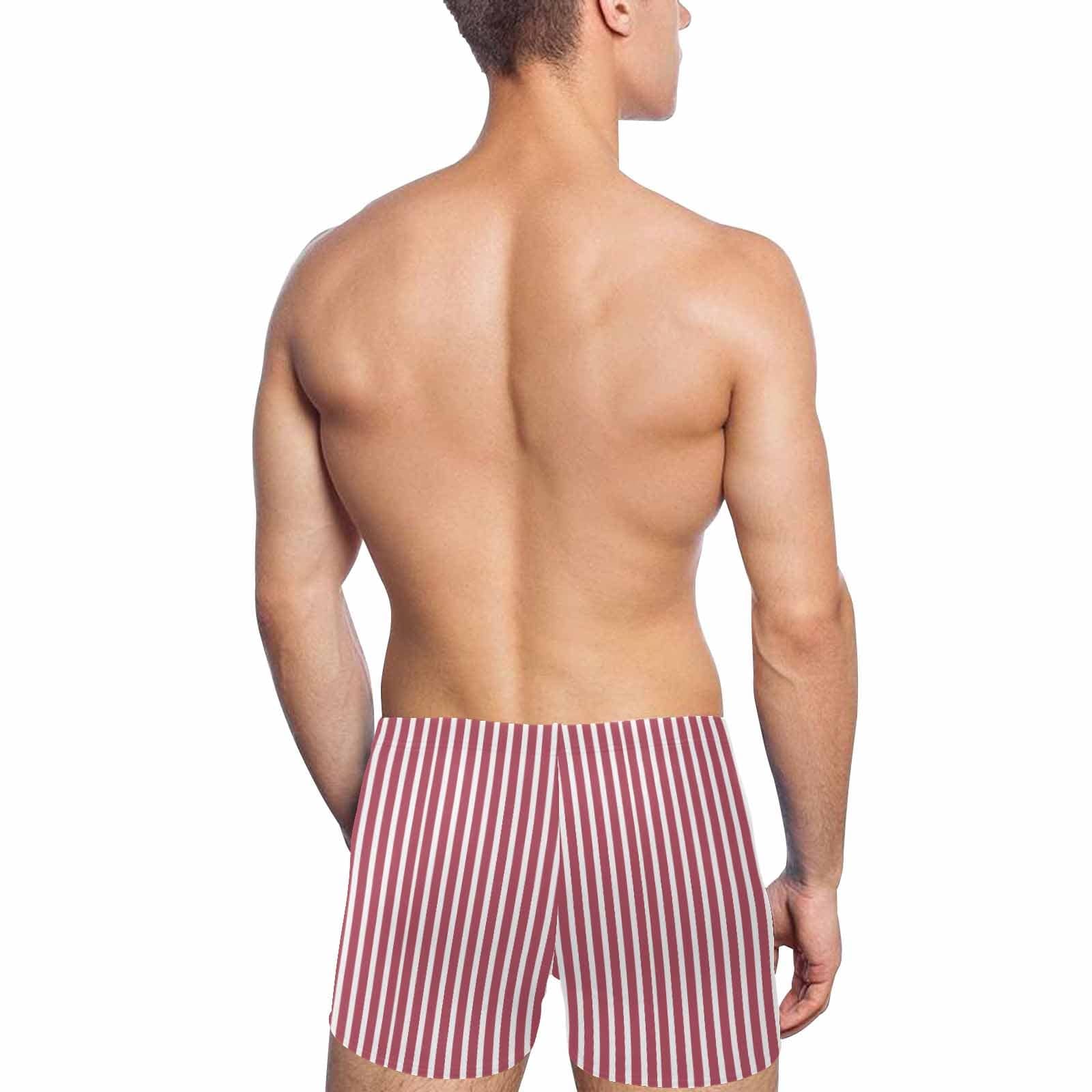 Custom Custom Face & Name Red Stripes Men's Athletic Swim Jammers Quick Dry Waterproof Compression Square Leg Swim Briefs Swimsuit - YesCustom