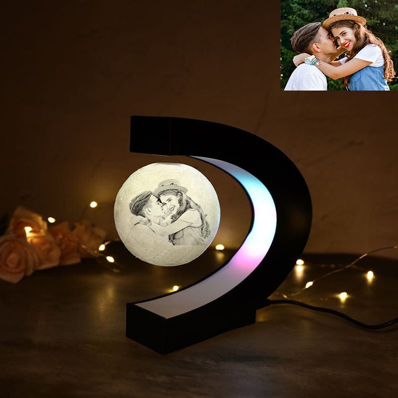 Custom Custom Face & Text C-Type Magnetic Levitation Table 3D Light Moon Light - YesCustom