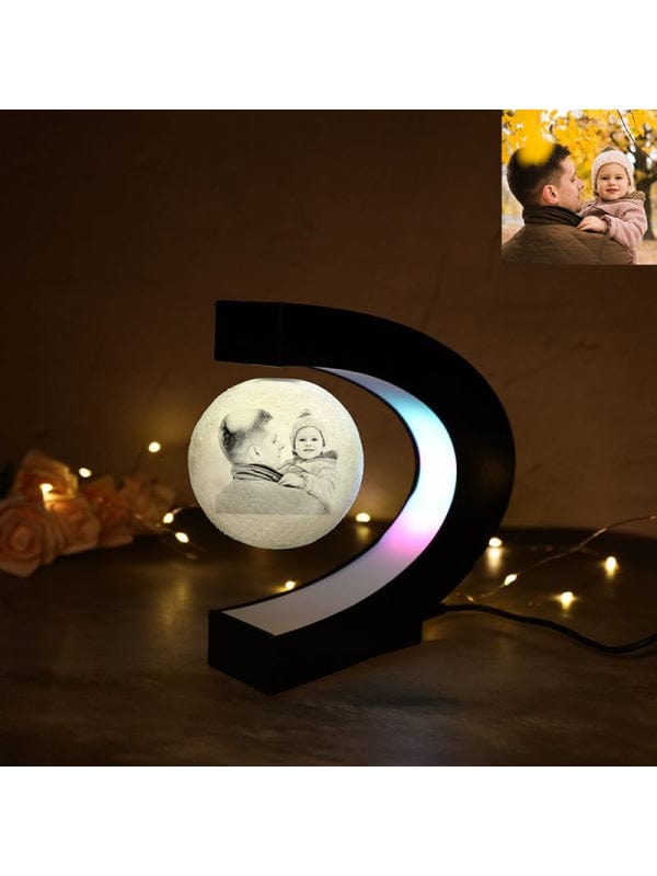 Custom Custom Face & Text C-Type Magnetic Levitation Table 3D Light Moon Light - YesCustom