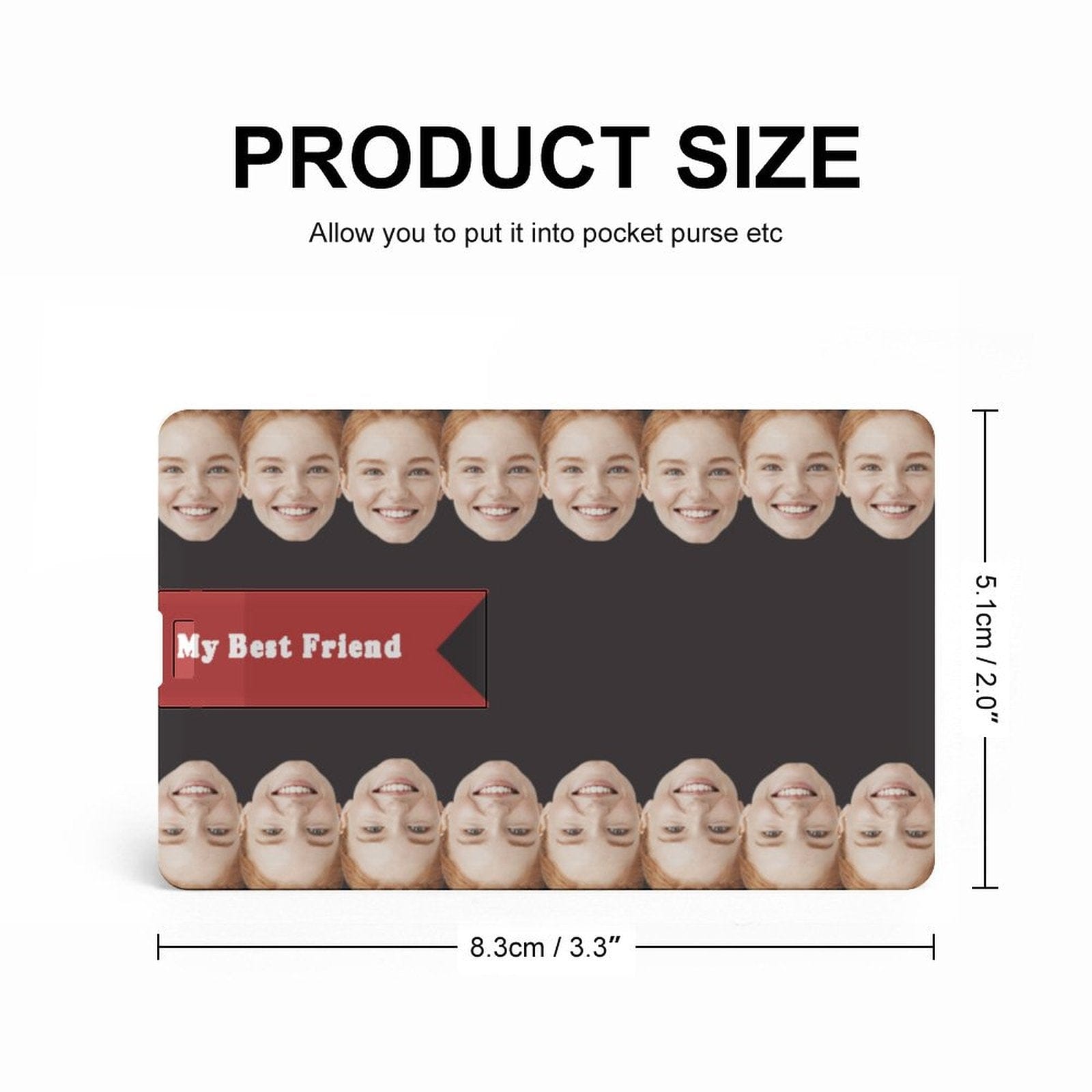 Custom Custom Face & Text Card USB Flash Drive 32GB 64GB Design Waterproof Memory Card with Girlfriend Smiley - YesCustom
