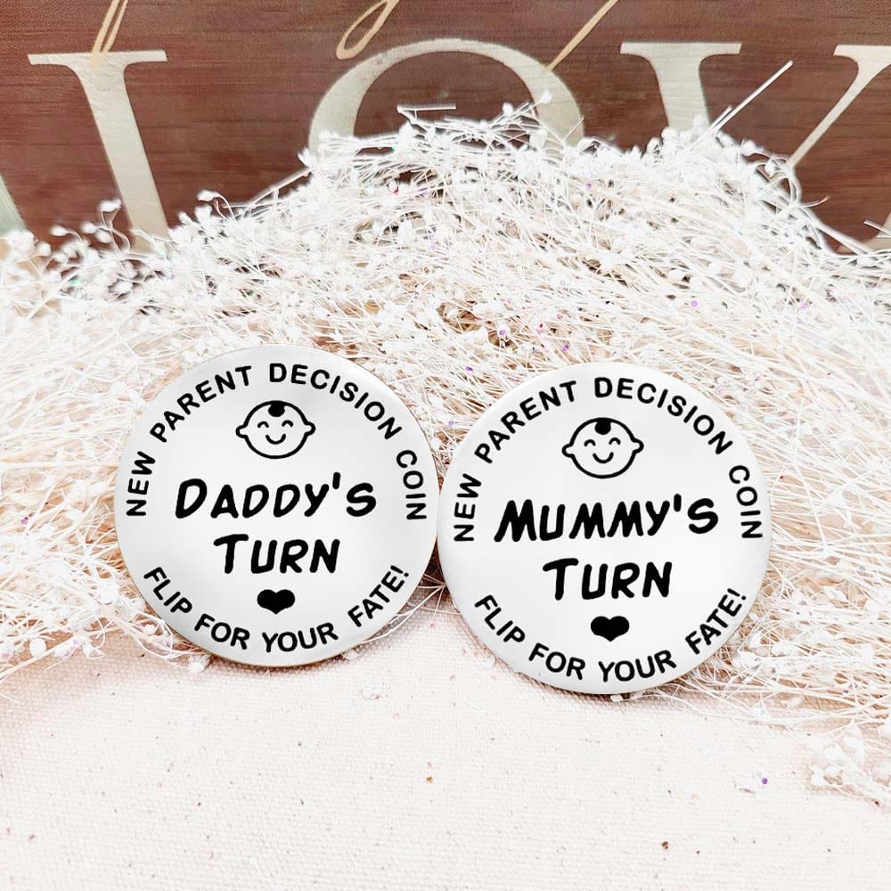 New Baby Gifts for Mom Daddy Funny Parent Decision Coin for Women Men Pregnancy Mothers for   First Time Moms Dads Christmas Birthday Present Mummy to Be Double-Sided