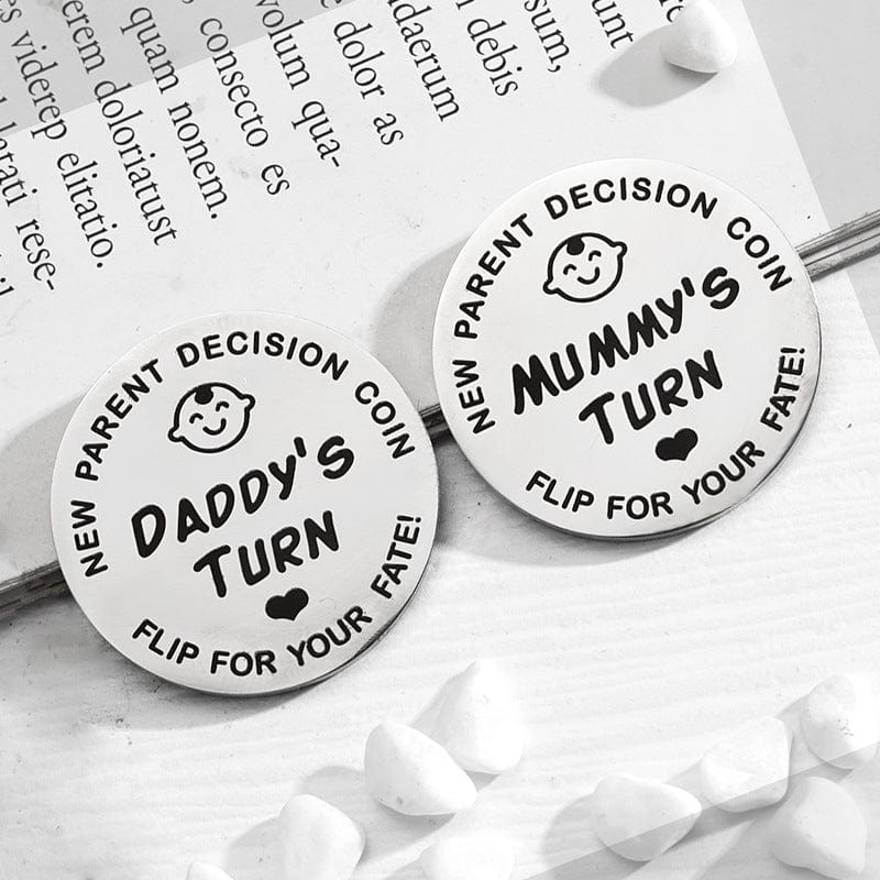 New Baby Gifts for Mom Daddy Funny Parent Decision Coin for Women Men Pregnancy Mothers for   First Time Moms Dads Christmas Birthday Present Mummy to Be Double-Sided