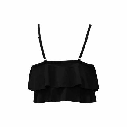 Custom #Double Ruffle Bikini Top-Custom Face Women's Sunflower Ruffle Bikini Swimsuit Double Ruffled Swim Top - YesCustom