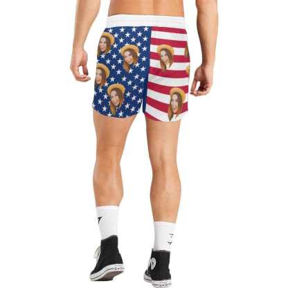 Custom #Family Summer Travel Outfits-Custom Face Stars and Stripes Summer Travels Outfits Family Matching Swimsuit Bikini Set & Swim Trunks & Beach Towel - YesCustom