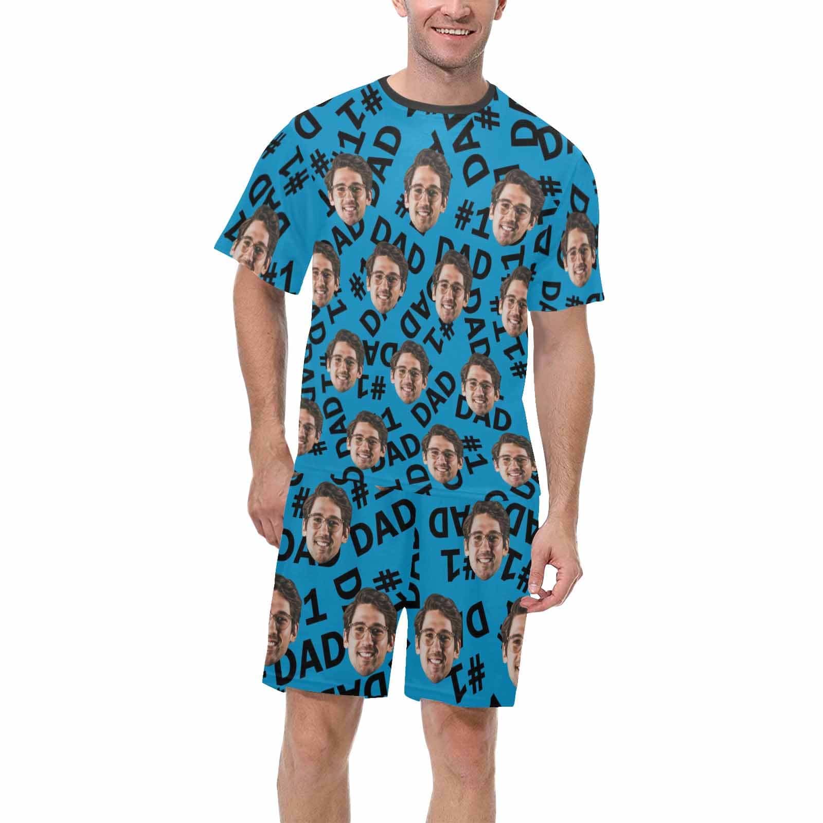 Custom #Father's Day Pajamas-Custom Face My Cool Dad Men's Crew Neck Short Sleeve Pajama Set - YesCustom