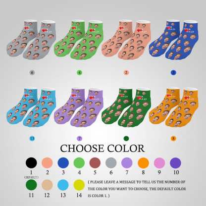 Custom #Father's Gift-Personalized Dad Socks Custom Face Super Dad Heart Black Background Ankle Socks For Australian Father's Day - YesCustom