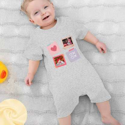 Custom #For 0-2T-Custom 2 Photos Baby Short Sleeve Rompers 100% Organic Cotton Jumpsuit One-piece Coverall and Layette Set - YesCustom