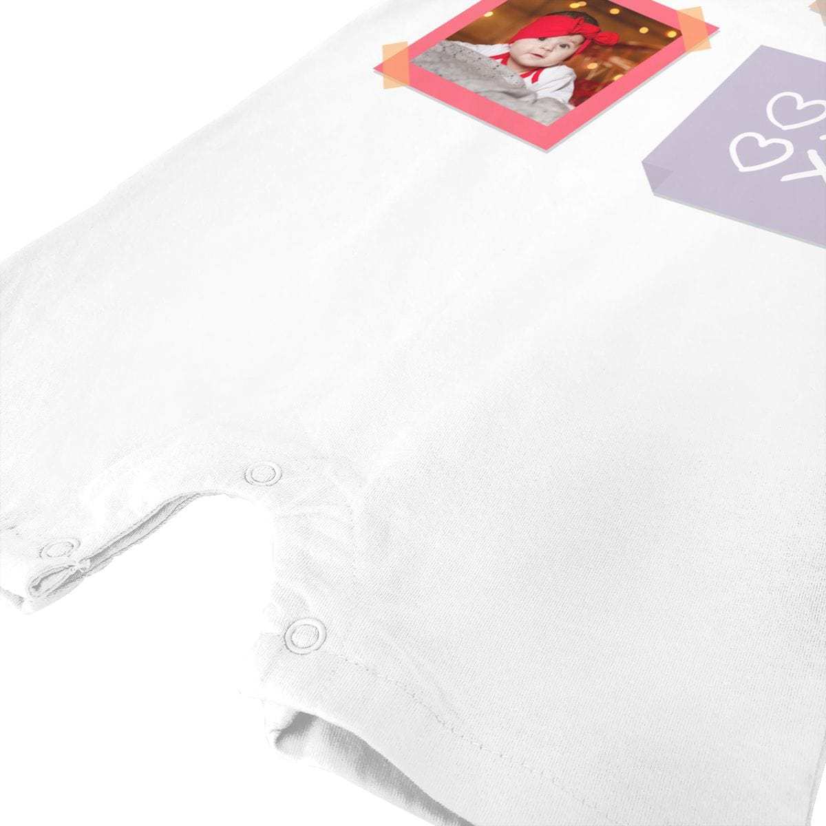 Custom #For 0-2T-Custom 2 Photos Baby Short Sleeve Rompers 100% Organic Cotton Jumpsuit One-piece Coverall and Layette Set - YesCustom
