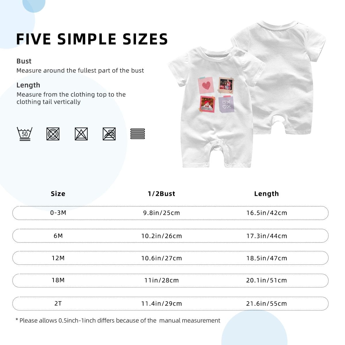 Custom #For 0-2T-Custom 2 Photos Baby Short Sleeve Rompers 100% Organic Cotton Jumpsuit One-piece Coverall and Layette Set - YesCustom