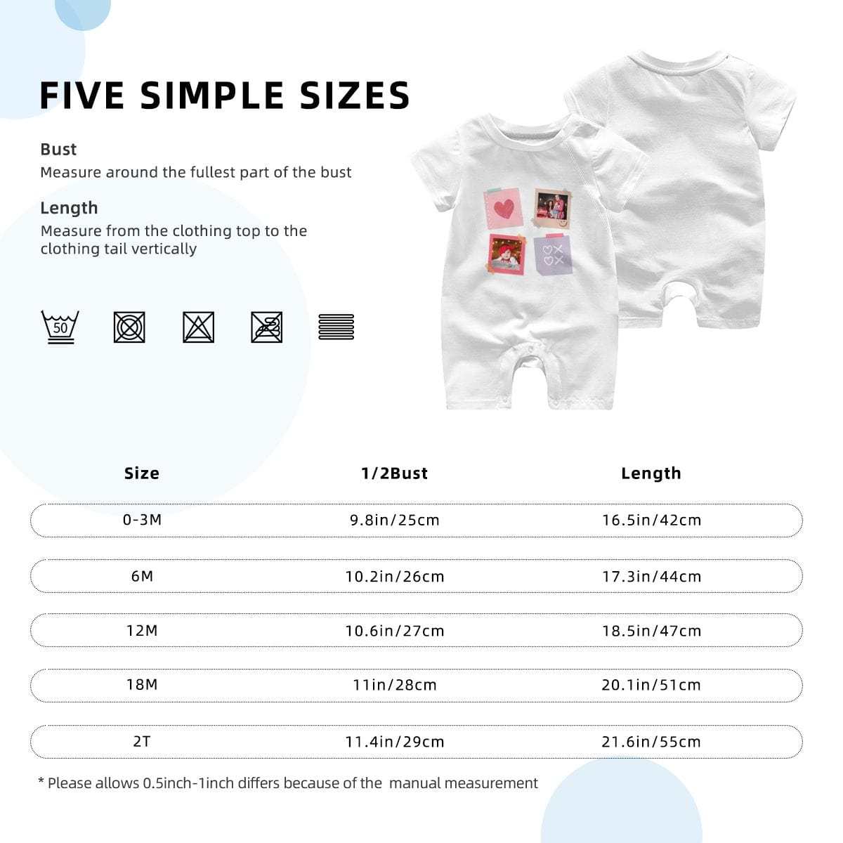 Custom #For 0-2T-Custom 2 Photos Baby Short Sleeve Rompers 100% Organic Cotton Jumpsuit One-piece Coverall and Layette Set - YesCustom