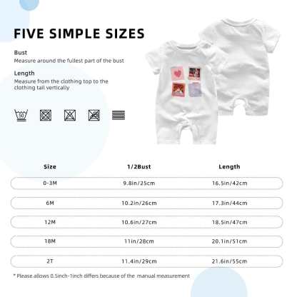 Custom #For 0-2T-Custom 2 Photos Baby Short Sleeve Rompers 100% Organic Cotton Jumpsuit One-piece Coverall and Layette Set - YesCustom