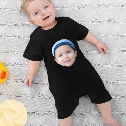 Custom #For 0-2T-Custom Face Baby Short Sleeve Rompers 100% Organic Cotton Jumpsuit One-piece Coverall and Layette Set - YesCustom