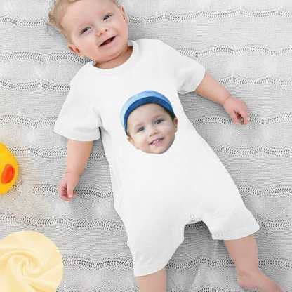 Custom #For 0-2T-Custom Face Baby Short Sleeve Rompers 100% Organic Cotton Jumpsuit One-piece Coverall and Layette Set - YesCustom