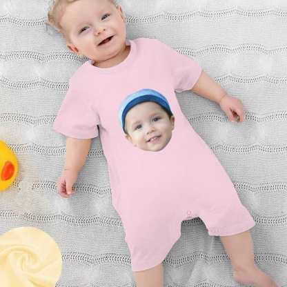 Custom #For 0-2T-Custom Face Baby Short Sleeve Rompers 100% Organic Cotton Jumpsuit One-piece Coverall and Layette Set - YesCustom