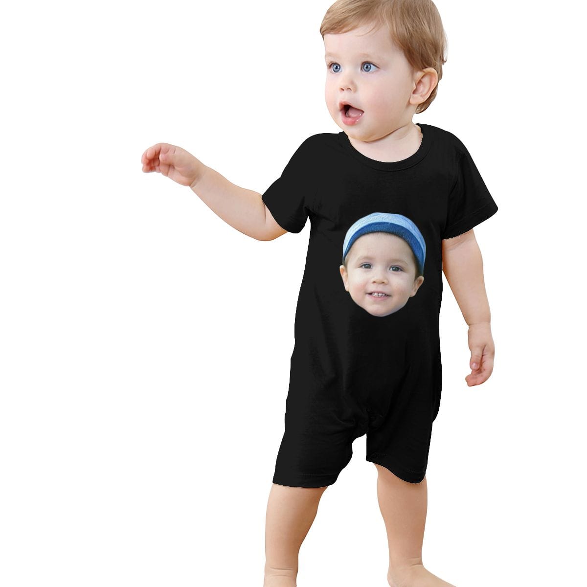 Custom #For 0-2T-Custom Face Baby Short Sleeve Rompers 100% Organic Cotton Jumpsuit One-piece Coverall and Layette Set - YesCustom